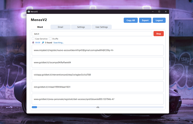 Screenshot of MenosV2 Software